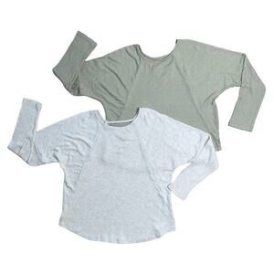 Pair of HIPPIE ROSE Ribbed Long Sleeve Criss Cross Cut Out Shirts Women’s